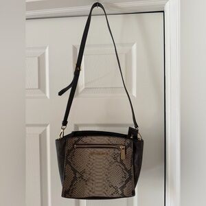 Michael Kors Snakeskin Black and Tan Crossbody Bag